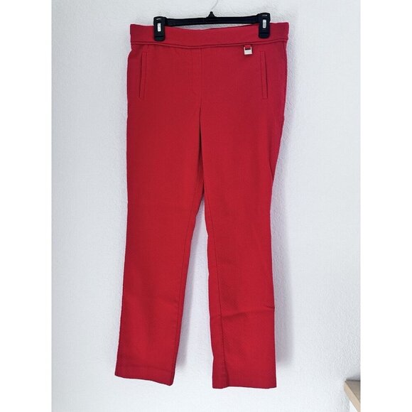 Rafaella Comfort Womens Pants 12 Red Textured Knit Stretch Pull On Ponte Comfort - Picture 1 of 8
